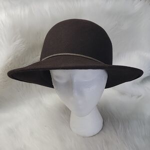 PENDLETON 100% Wool Brown Fedora Derby Bow Leather Band Classic Winter Hat L-XL